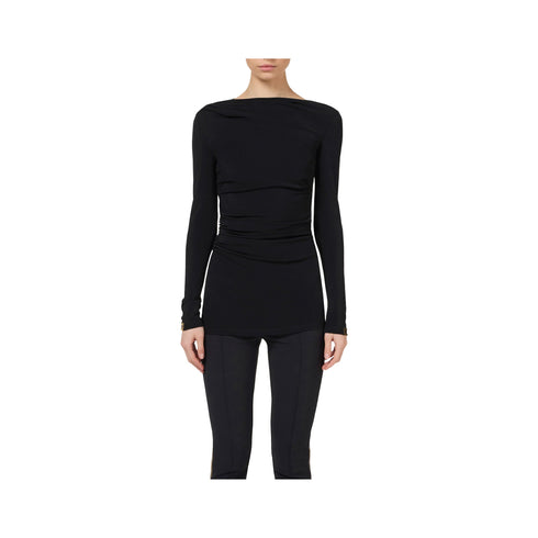 Elisabetta Franchi T-shirt T-shirt Donna con drappeggio Nero - Francavilla Moda